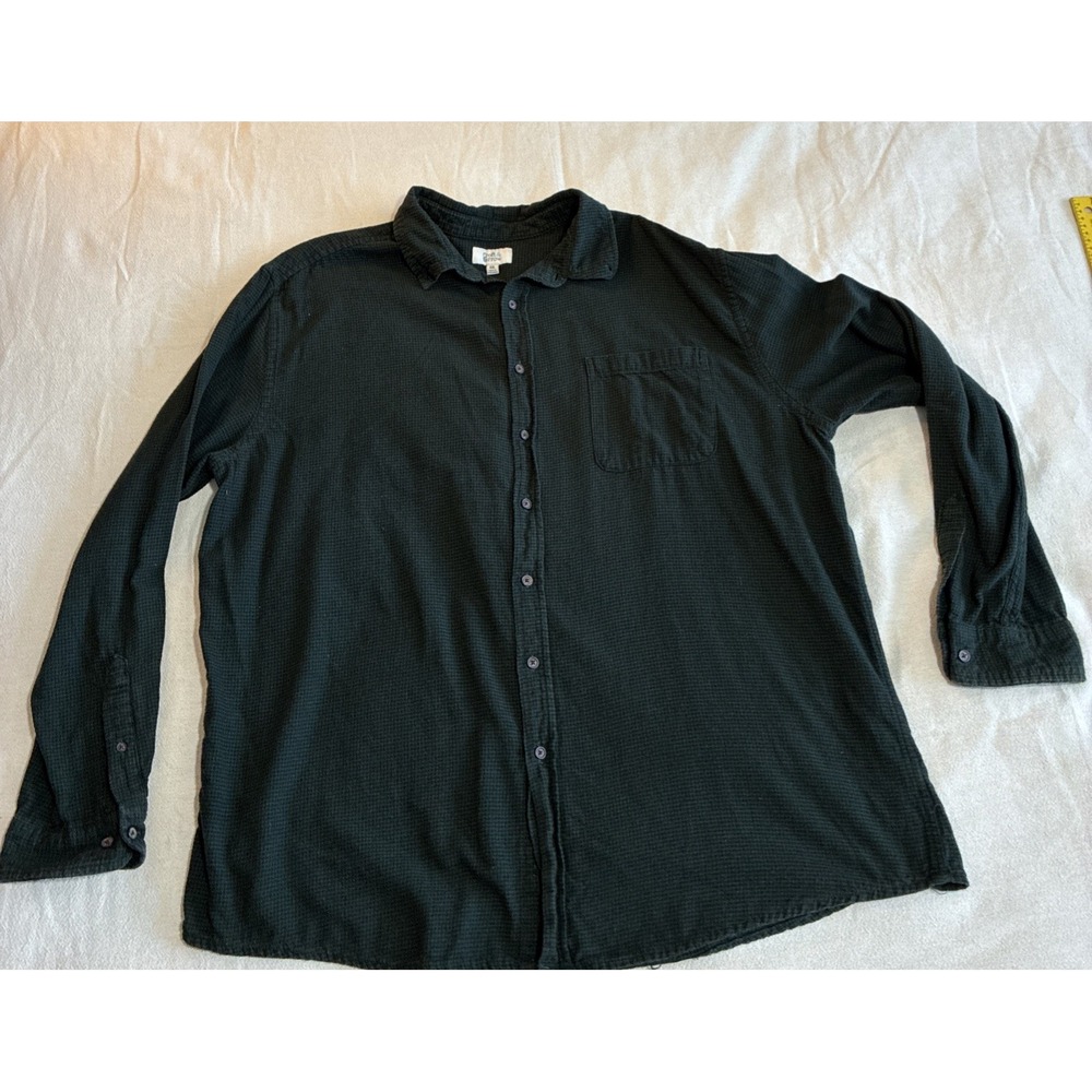 Croft & Barrow Mensโ XXL Dark Green Houndstooth Button-up Shirt Long Sleeve Cozy